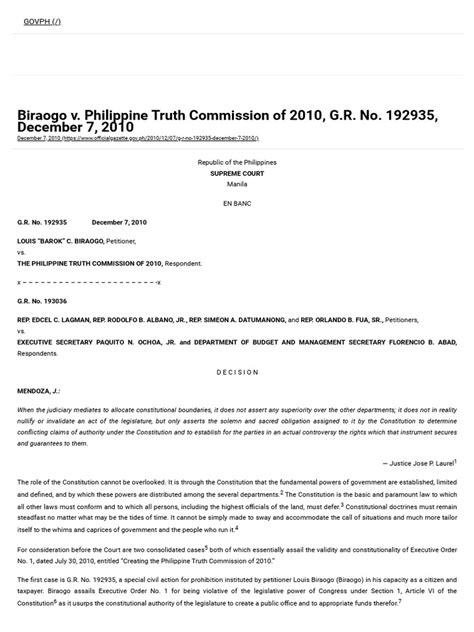 biraogo vs philippine truth commission|Official Gazette of the Republic of the Philippines.